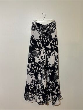 Hutch Anthropologie Black & White Floral Palazzo Wrap Pants